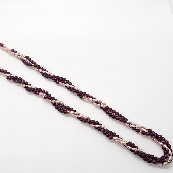 Twisted Rope Pearl 14kGold & Agate Necklace - Picture 10 of 16